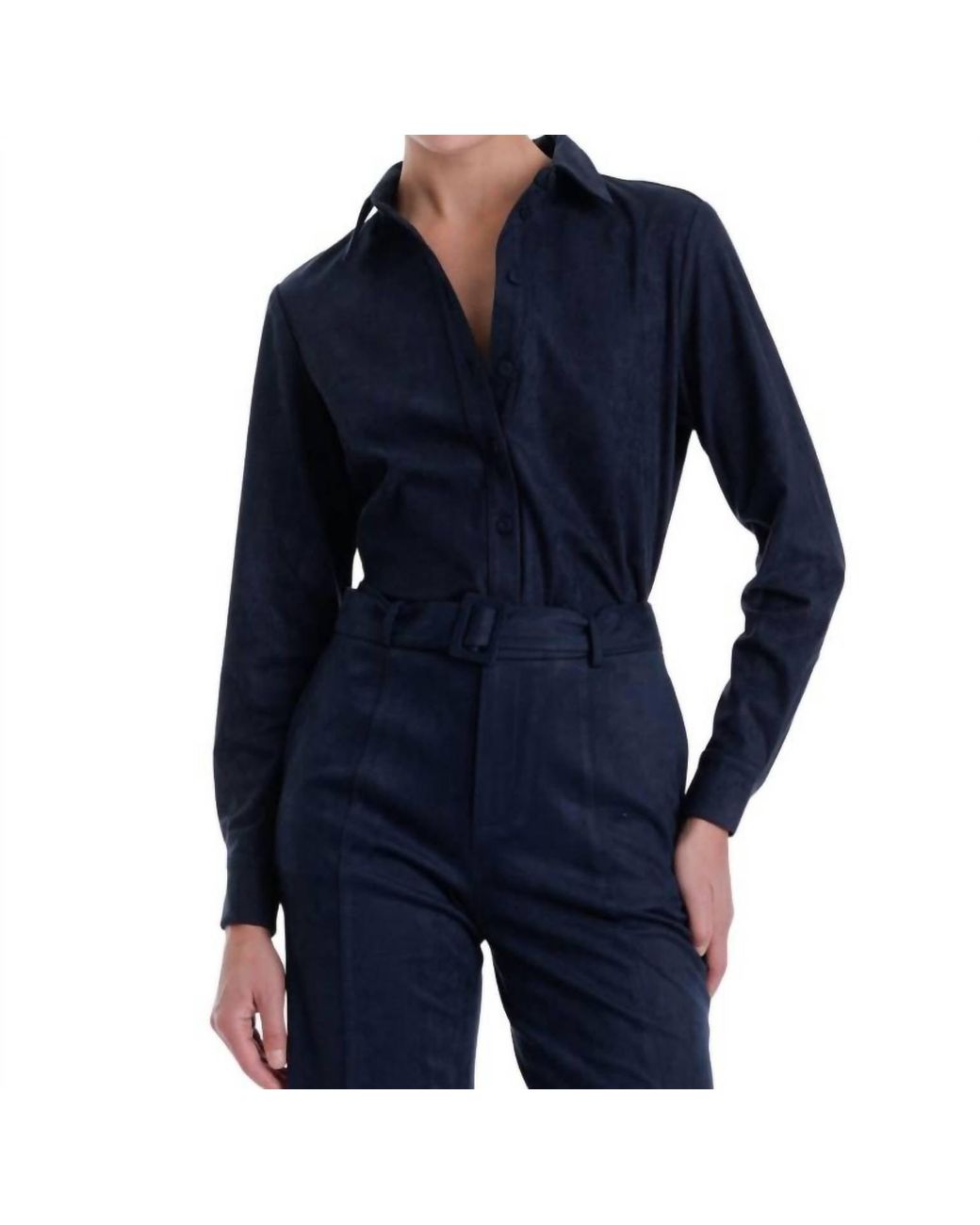 Karina Grimaldi Blue Veronica Suede Blouse