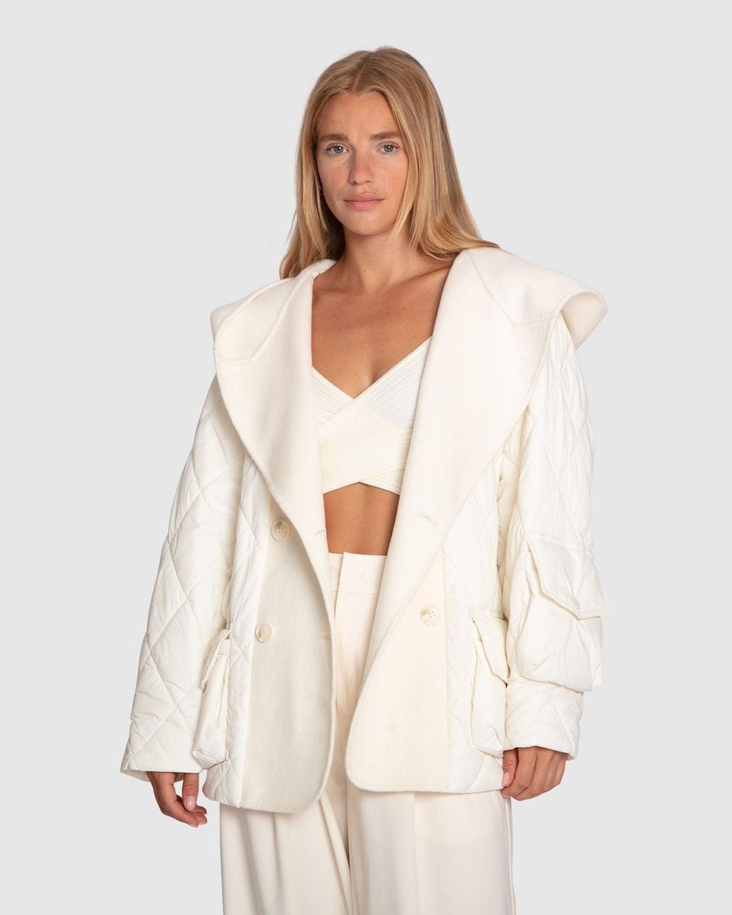Belle & Bloom White Only You Quilted Utility Jacket