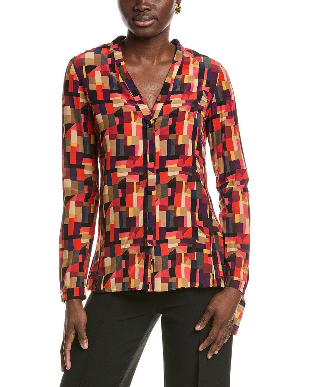 Akris Red Silk Blouse