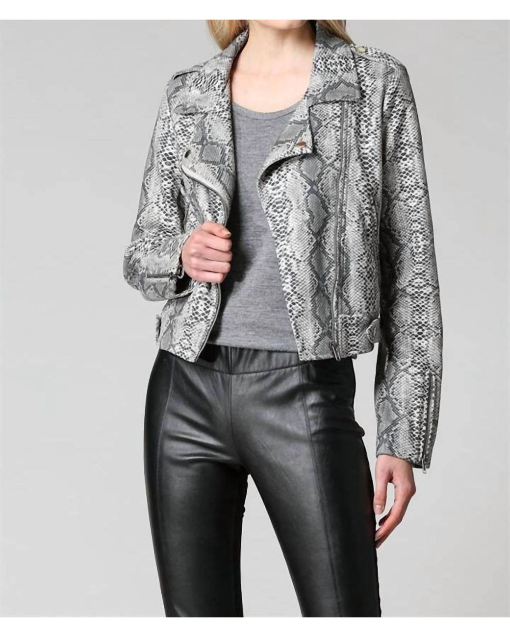 Fate Gray Snake Print Blazer Jacket