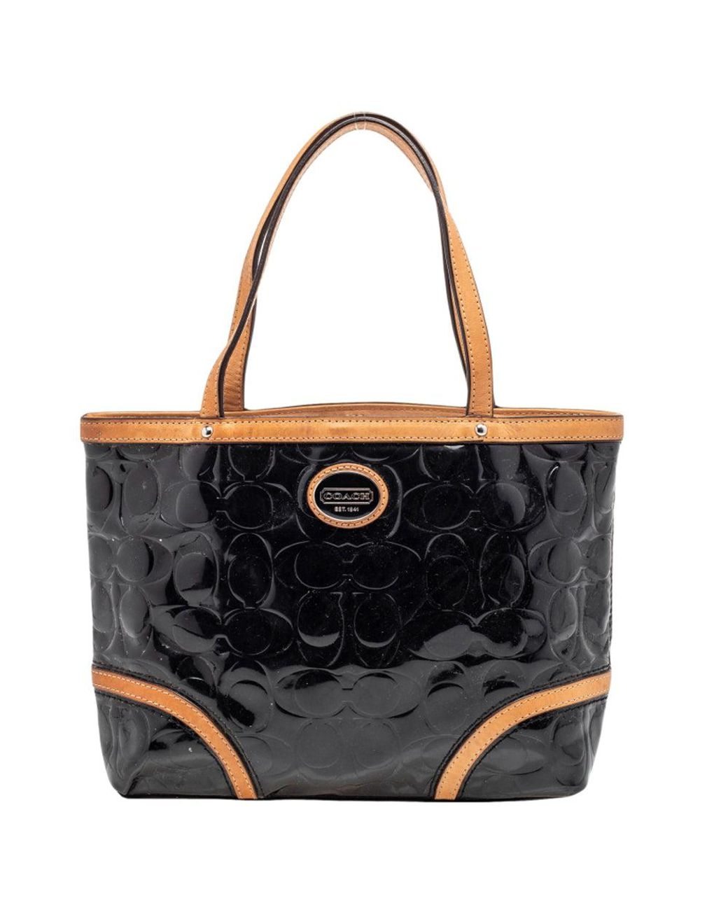 COACH Patent Leather Peyton Tote in Black Lyst