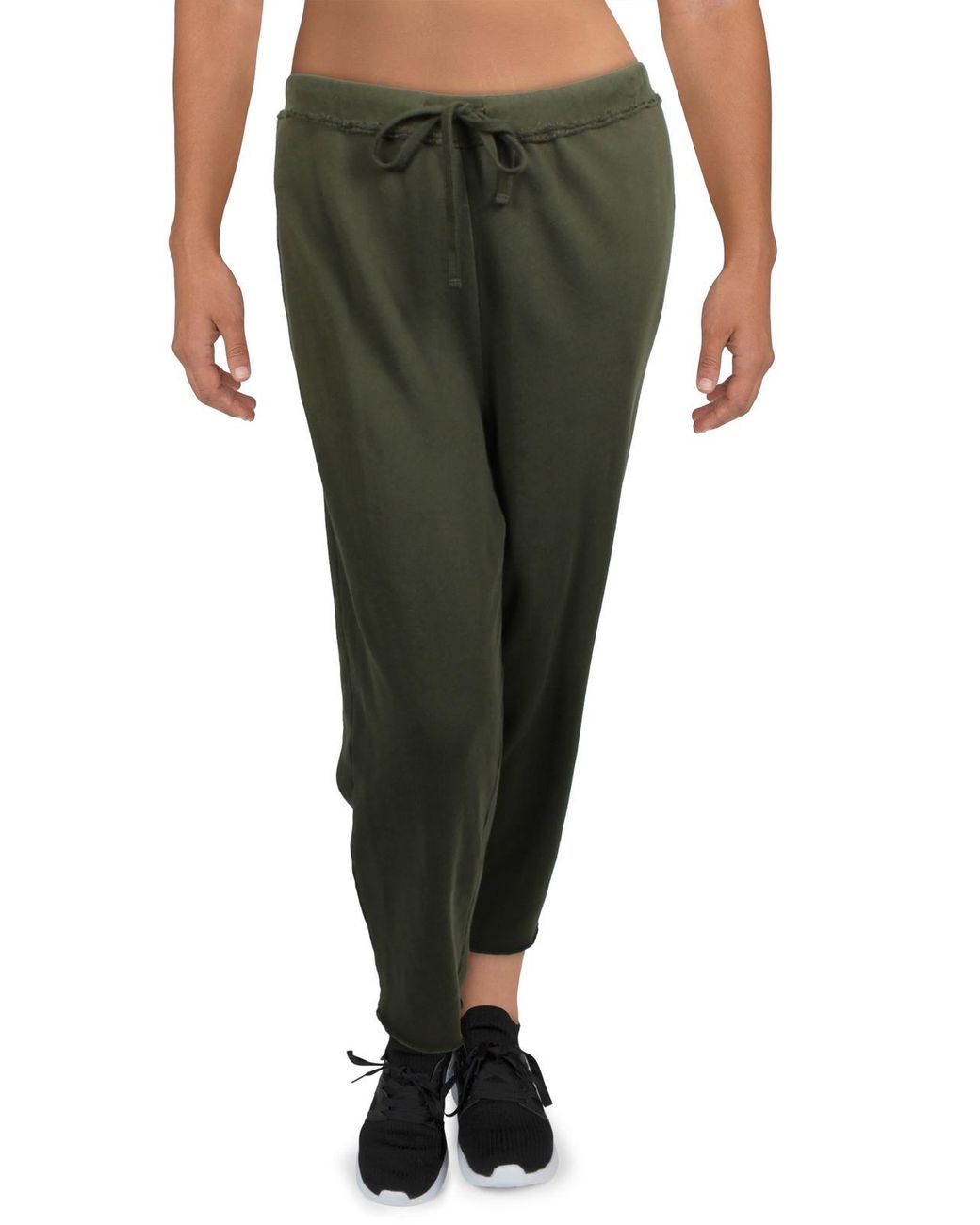 Eileen Fisher Frayed Hem Organic Cotton Track Pants in Green | Lyst