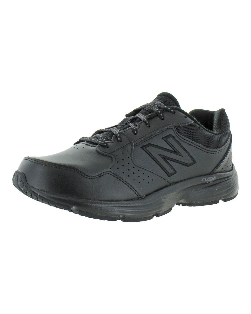 New Balance 411 V1 Faux Leather Comfort Walking Shoes in Black | Lyst