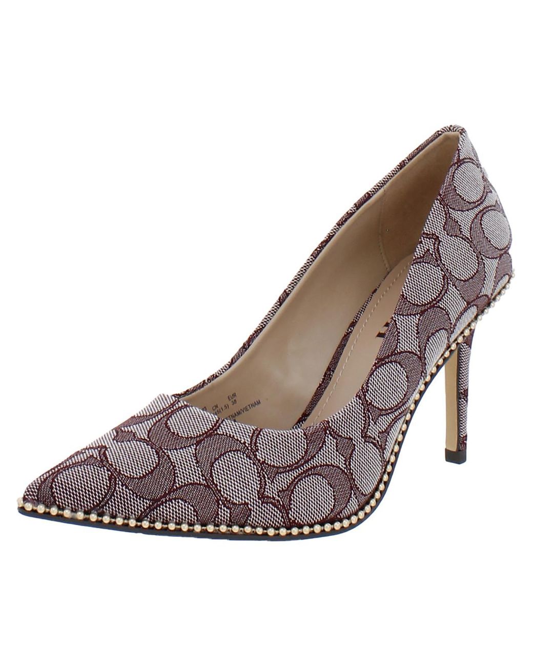 COACH Waverly Jacquard Pointed Toe Evening Heels in Brown Lyst