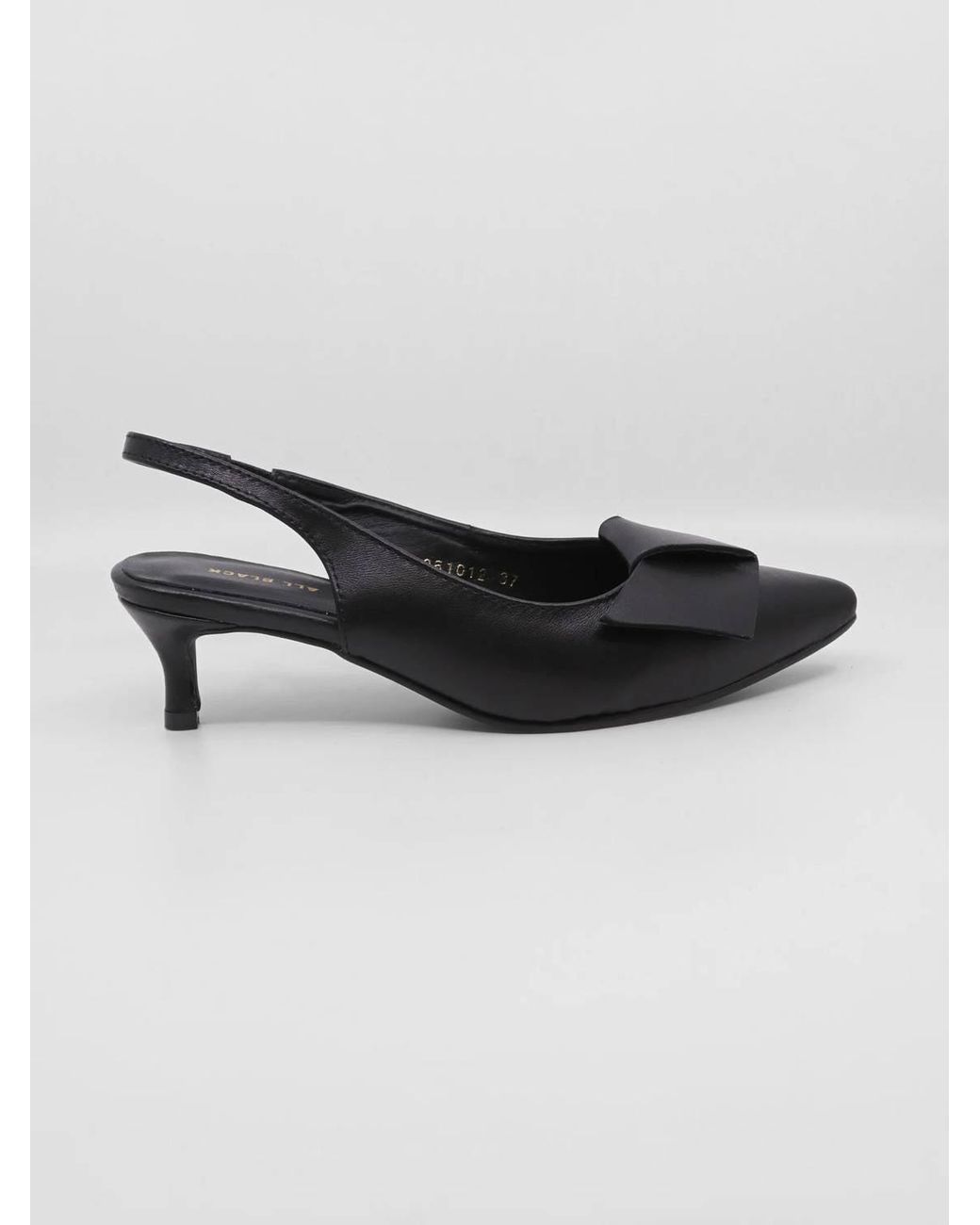 All Black Black Flatbow Kitten Slingback Heel