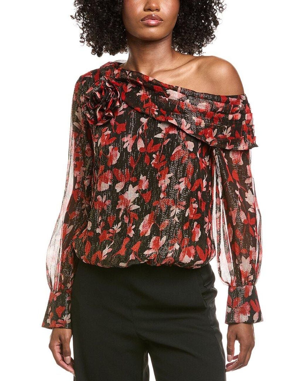 Ramy Brook Red Maylien Silk-Blend Top