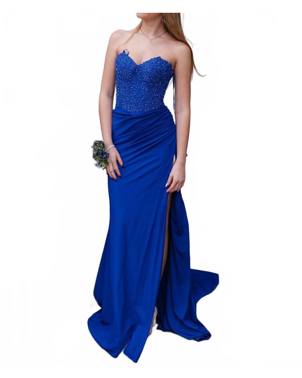 Terrific Blue Strapless Prom Dress Pictures