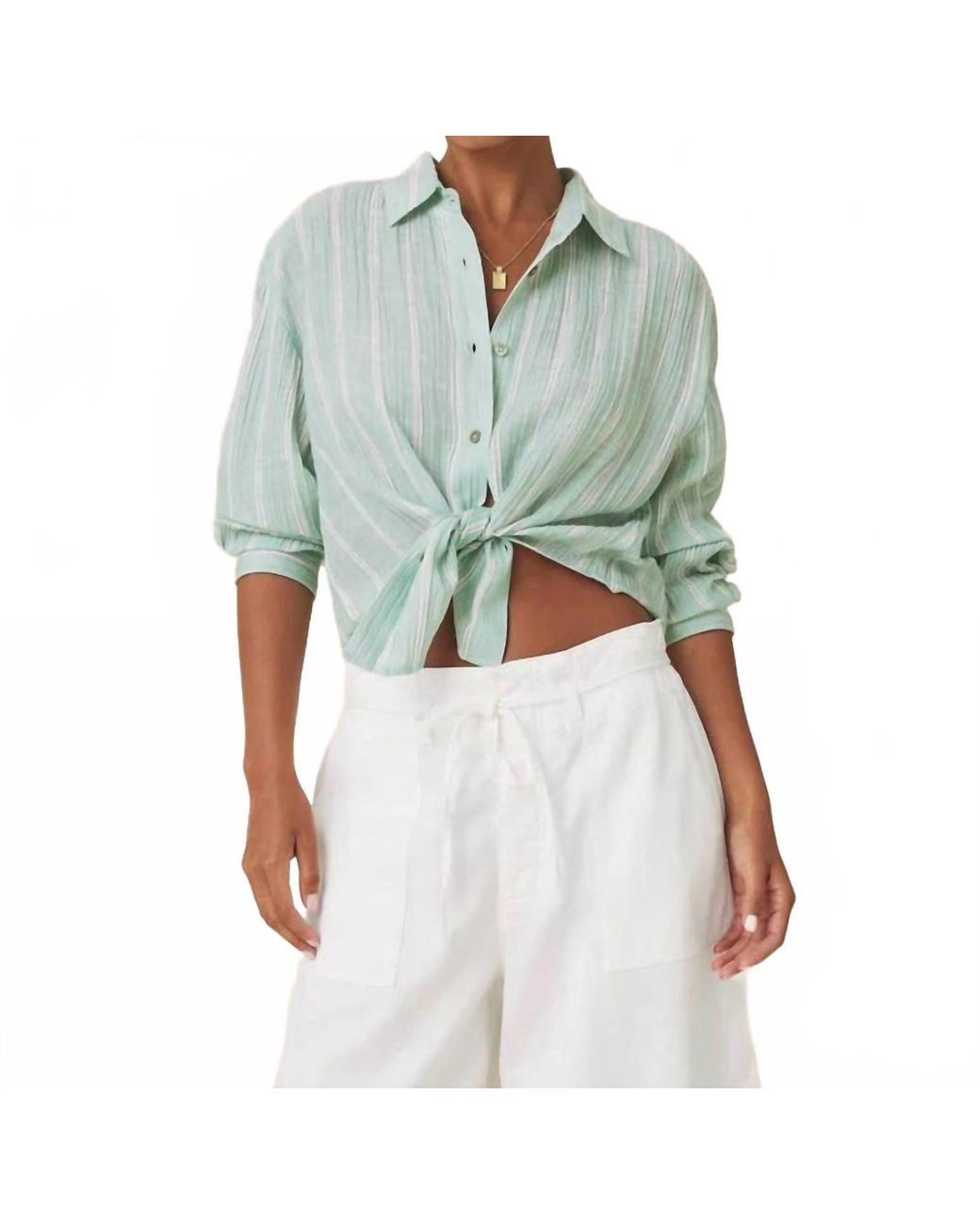 Splendid Green Aylei Stripe Button Down