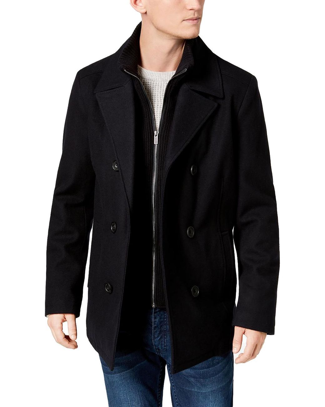 Kenneth cole men's wool melton polyurethane piping detail coat Clearance
