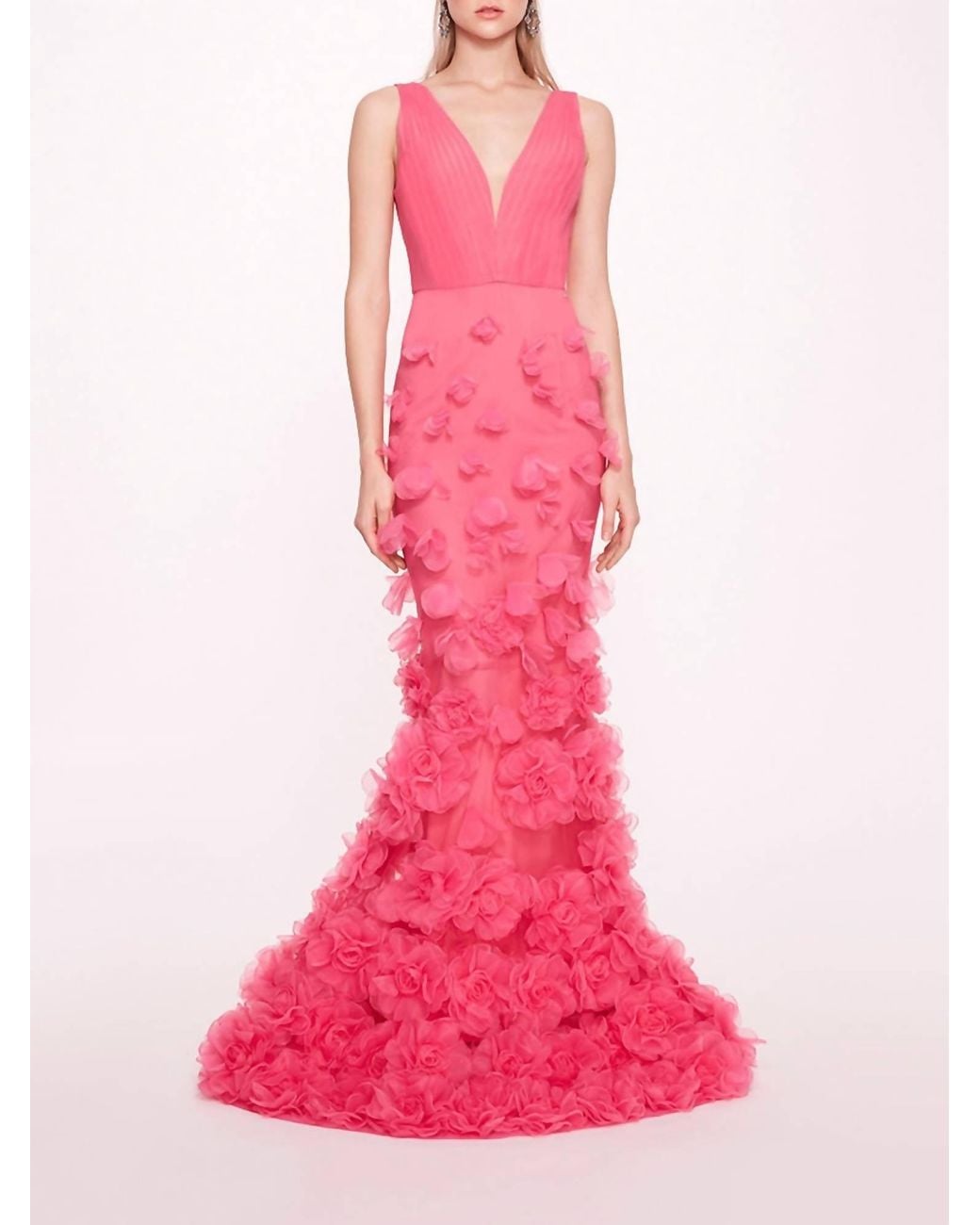 Marchesa Pink Tulle Rosette Gown