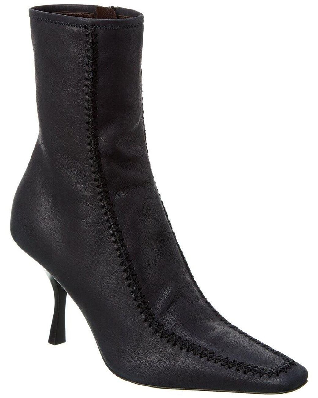 The Row Romy Leather Bootie in Black Lyst