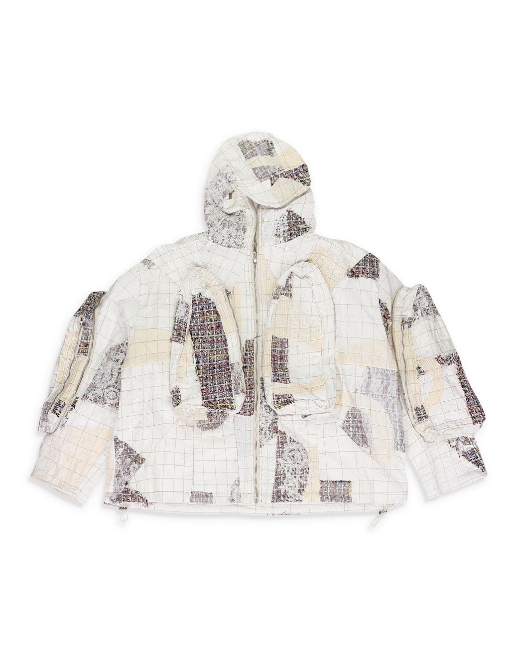 Who Decides War Metallic Tweed Patchwork Window Hoodie for men