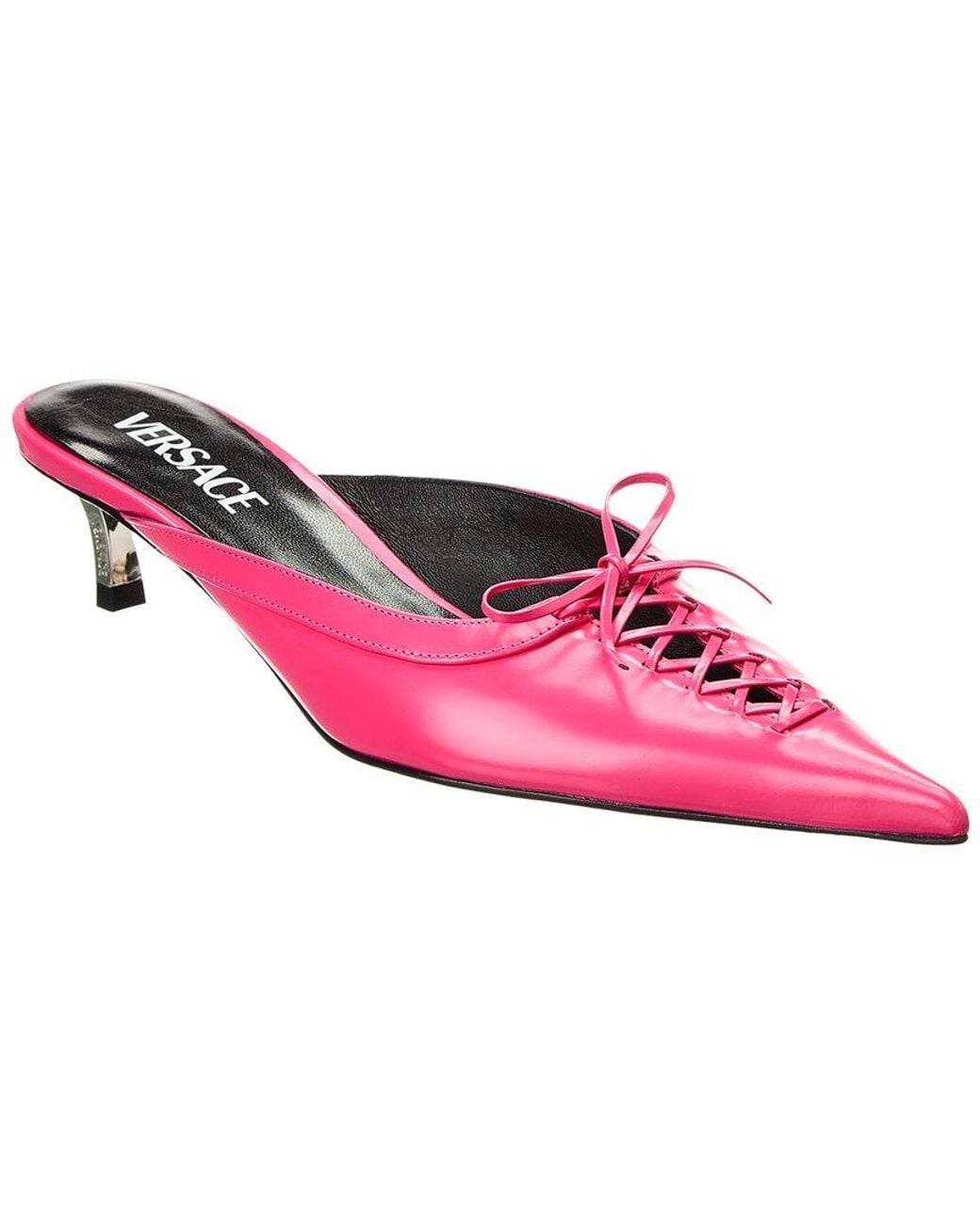 Versace Pink Pin-Point Leather Mule