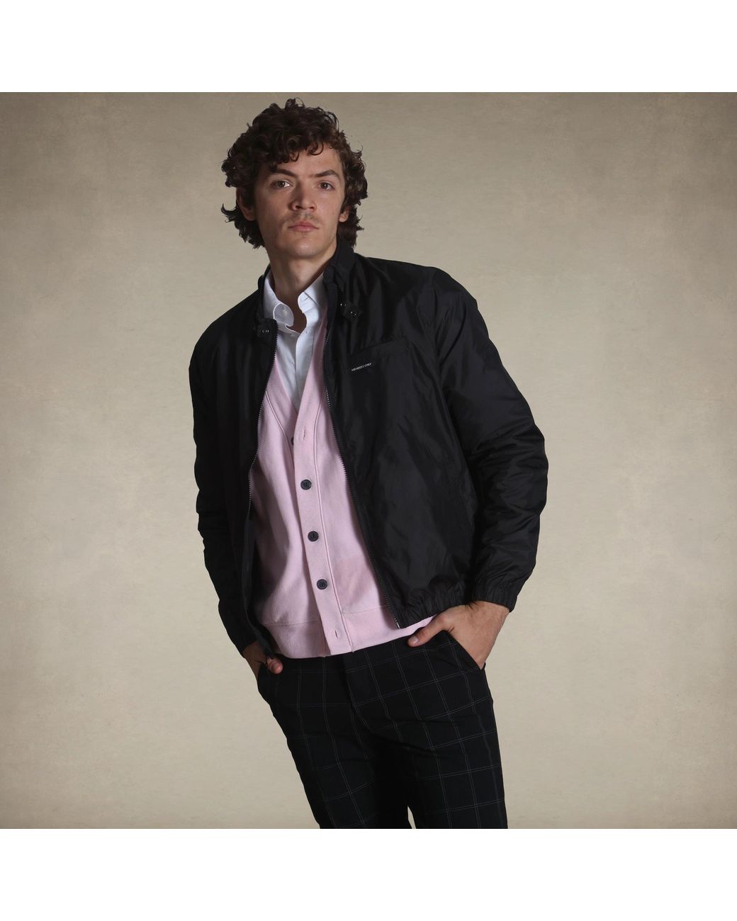 Members Only Black Windbreaker Packable Jacket for men