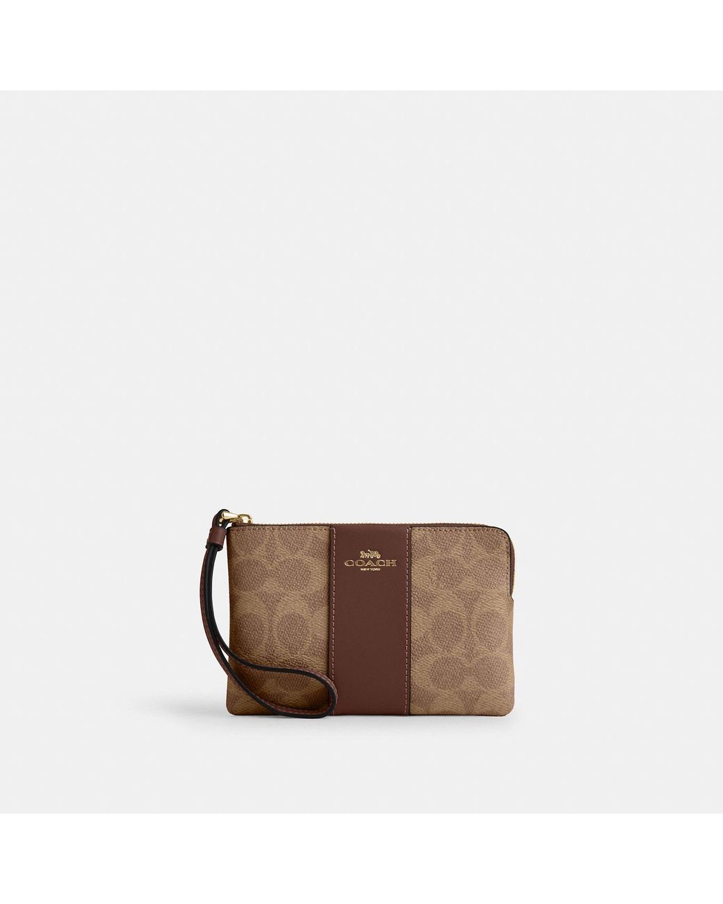 COACH Brown Corner Zip Wristlet