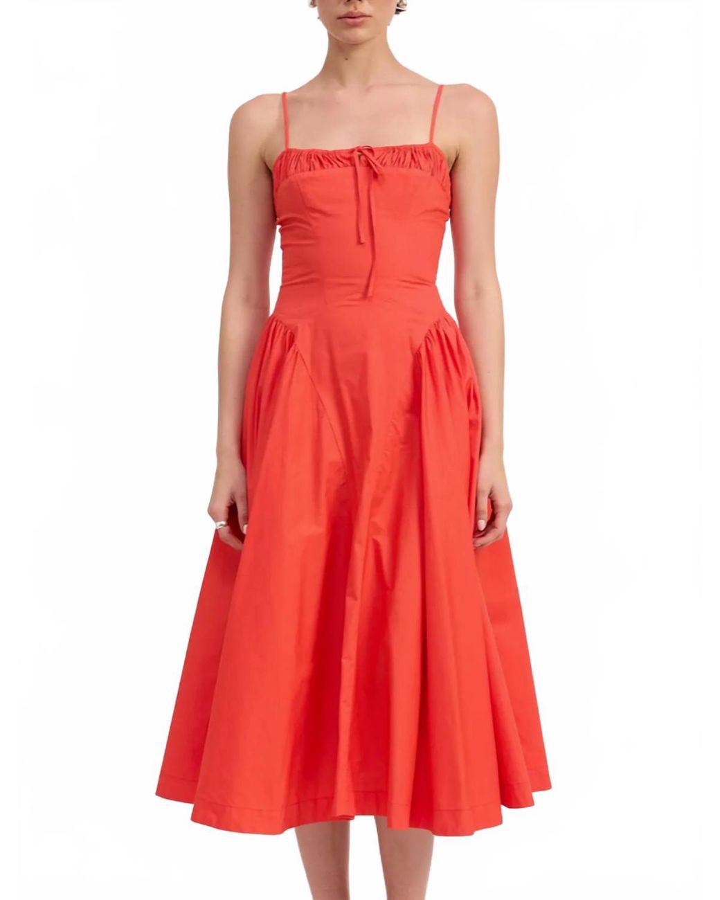 emory park Corset Bustier Midi Dress in Red | Lyst