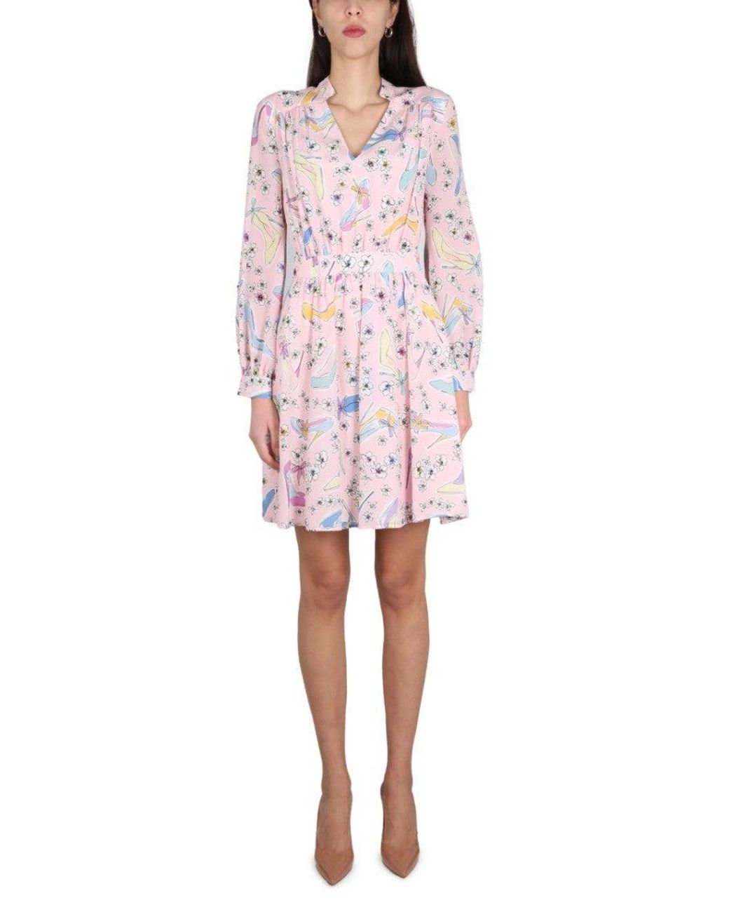 Moschino Heels And Flowers Dress in Pink | Lyst