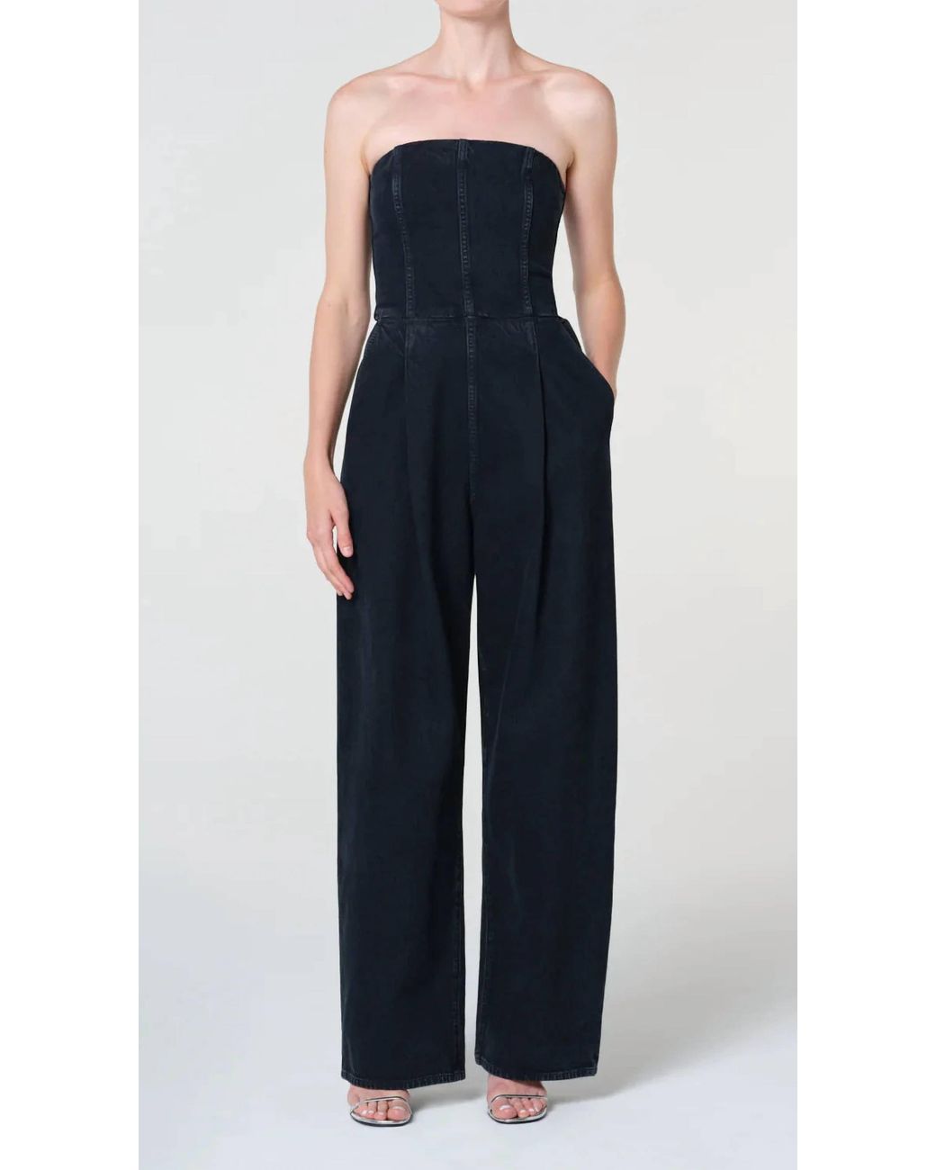Agolde Blue Agyness Strapless Jumpsuit