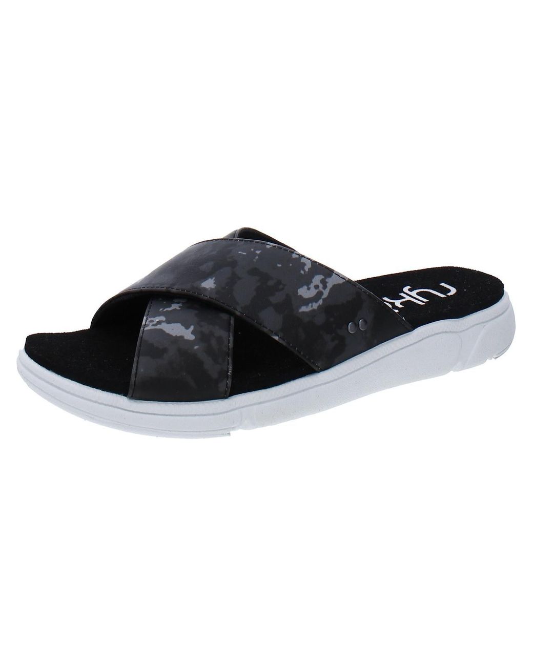 Ryka Malin Flat Slip On Slide Sandals in Black | Lyst
