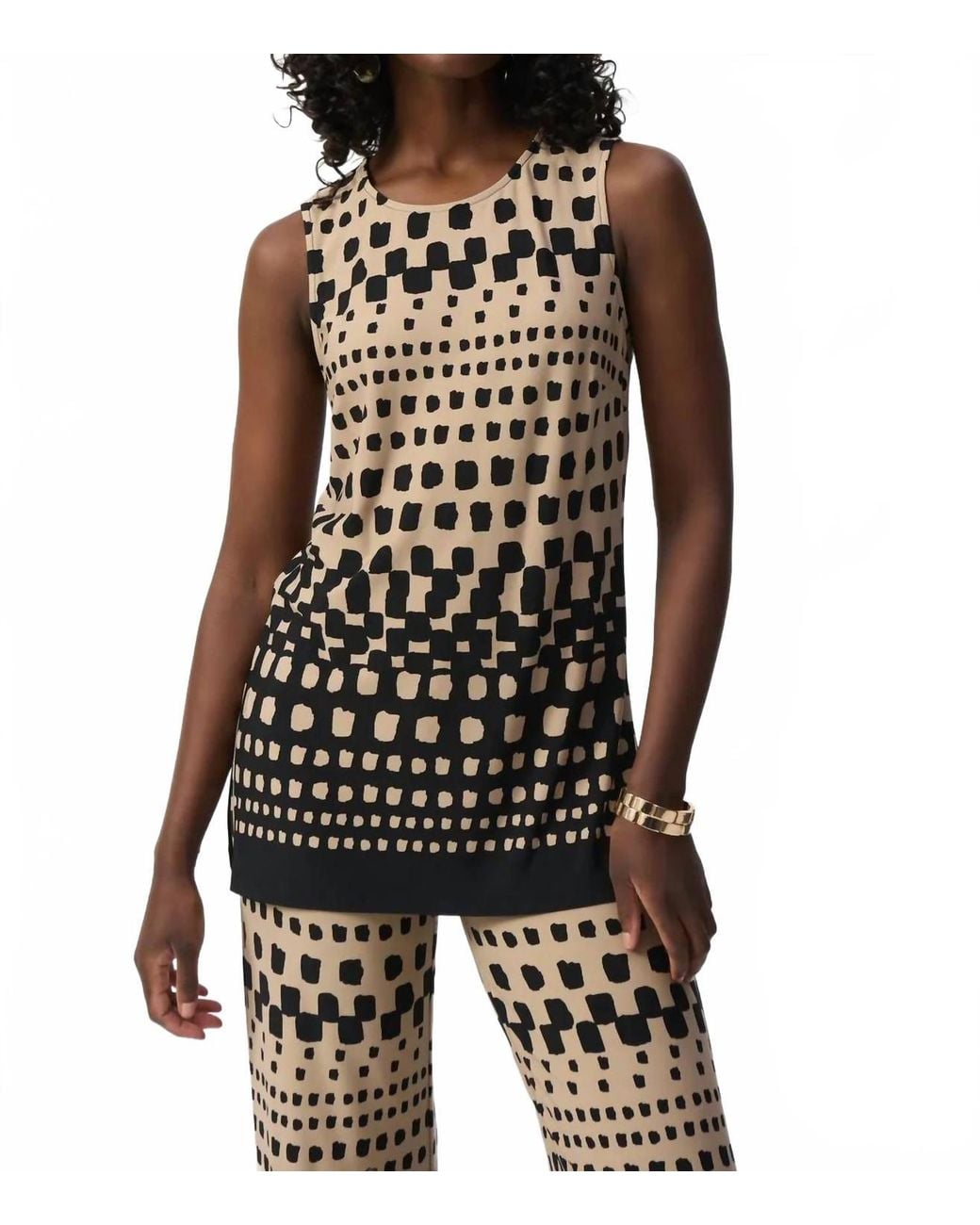 Joseph Ribkoff Multicolor Geometric Crew Neck Pullover