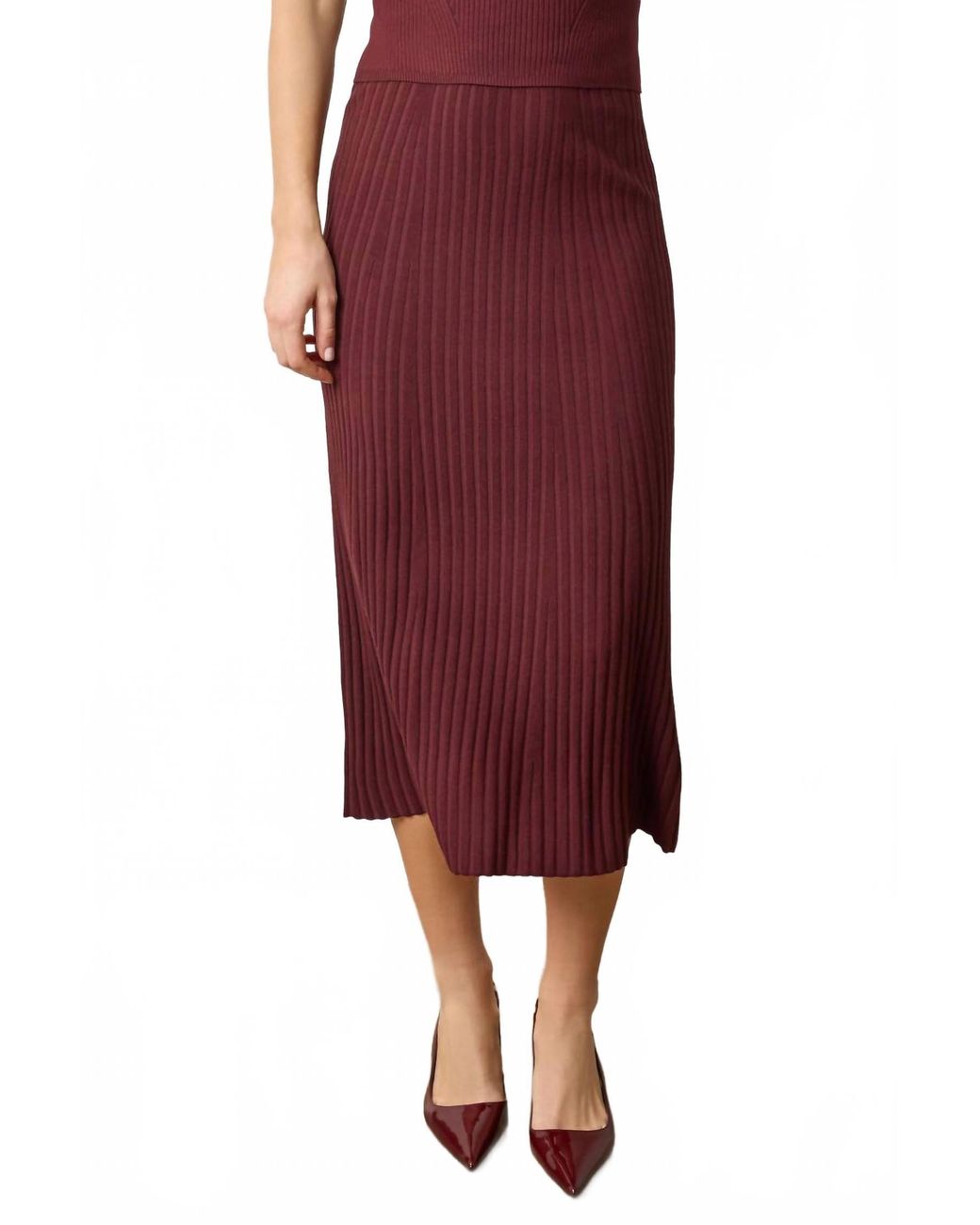 Lilla Lilla P Straight Rib Skirt in Red | Lyst