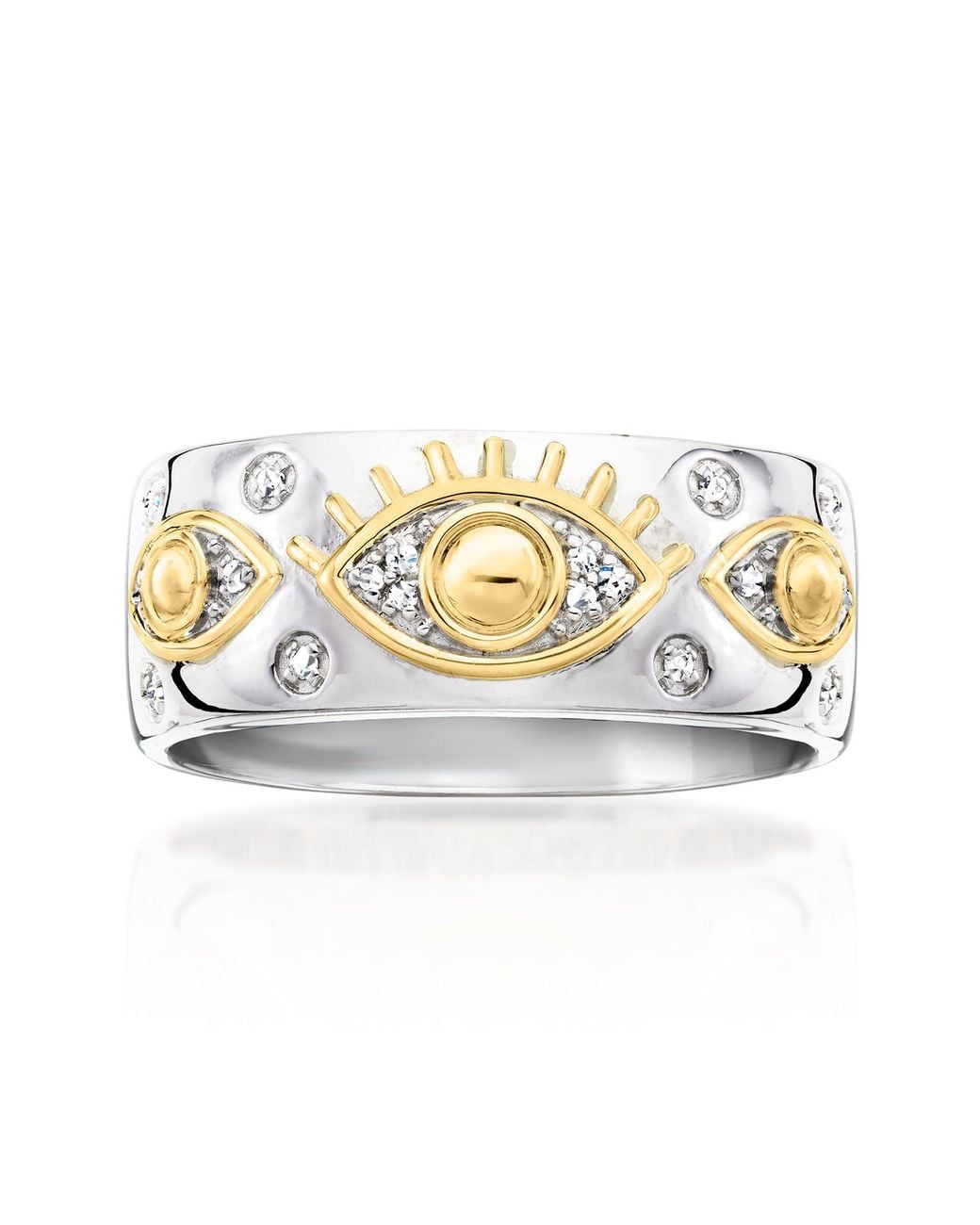 Eye Rings Diamond Ross-Simons Sterling And 18Kt Over Sterling Evil Eye Ring With Diamonds ...