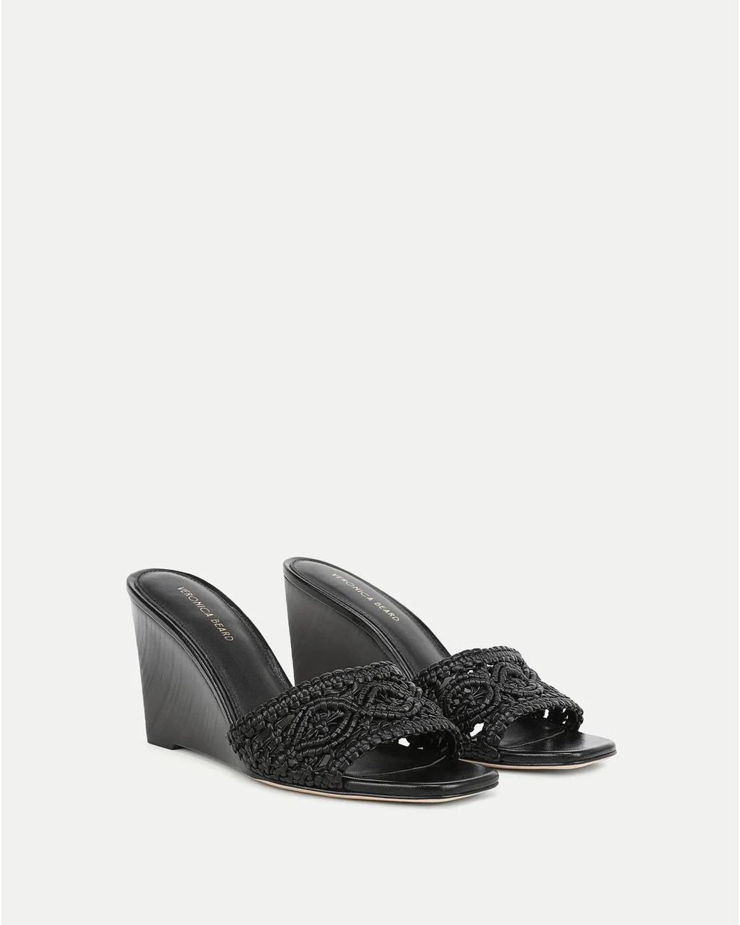 Veronica Beard Black Ellen Macrame Wedge Sandals