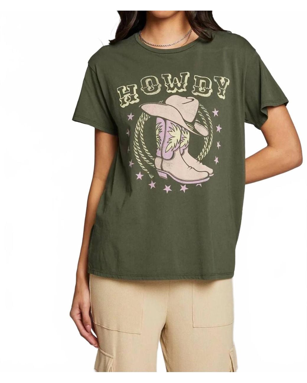 Chaser Brand Howdy Boots Tee in Green | Lyst