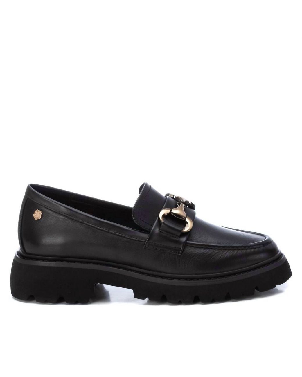 Xti Black Leather Moccasins