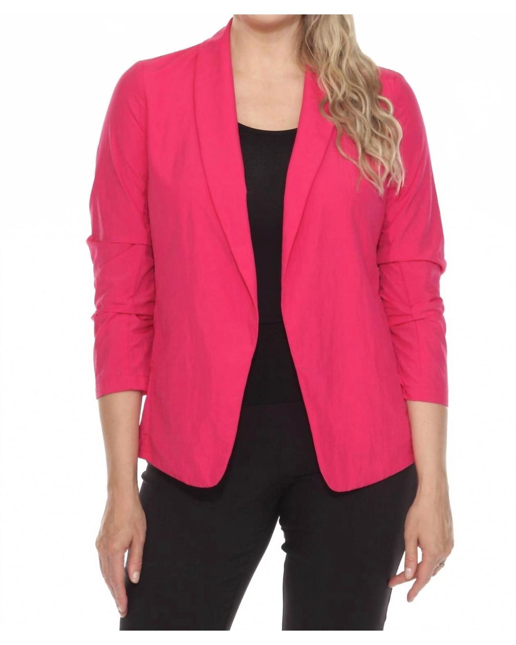Joseph Ribkoff Pink Open Front Nylon Blazer Jacket