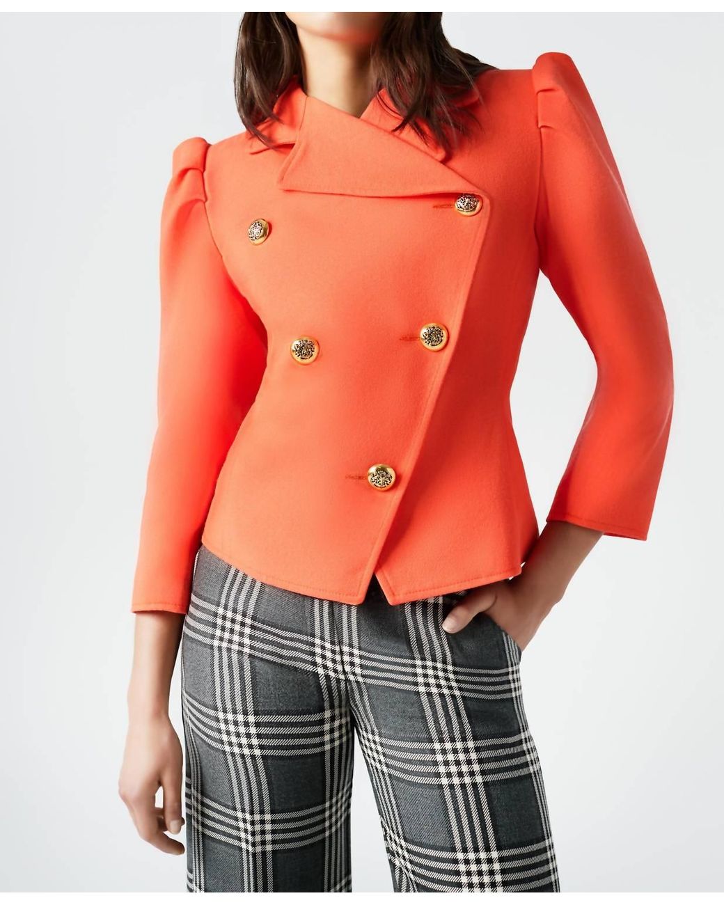 Smythe Db Box Pleat Jacket Neon Coral in Red Lyst