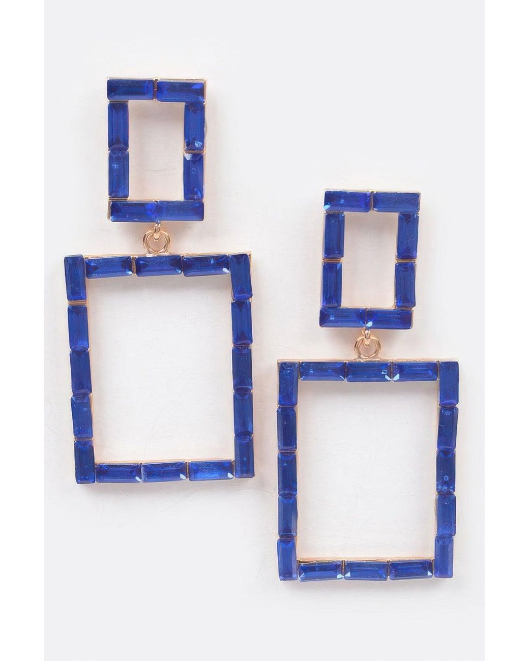Fashnzfab Blue Stone Rectangle Earring