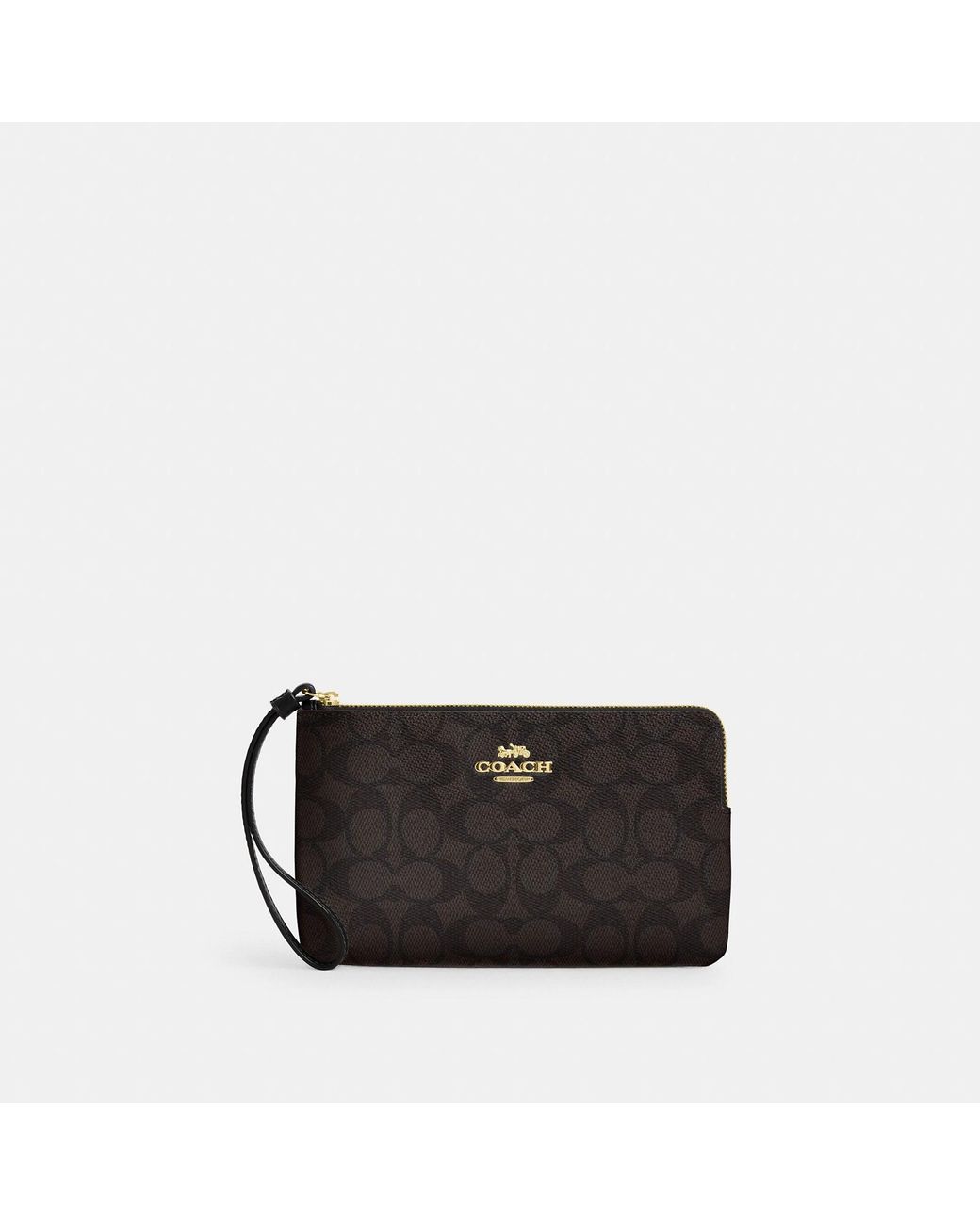 COACH Brown Large Corner Zip Wristlet