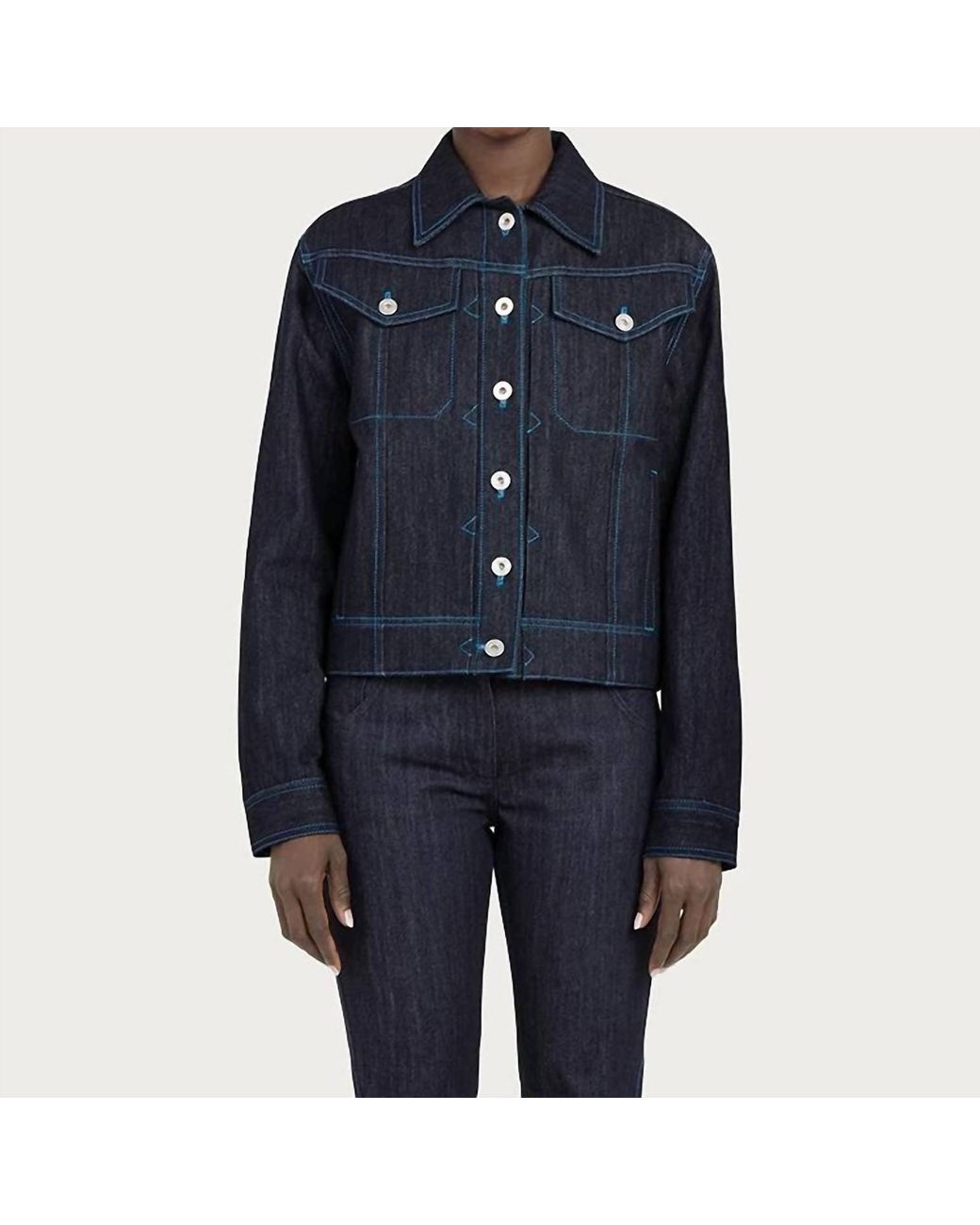 Ferragamo Blue Classic Denim Jacket