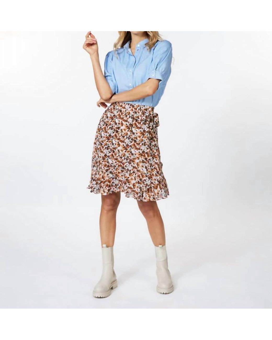 EsQualo Multicolor Patsy Ruffle Midi Skirt