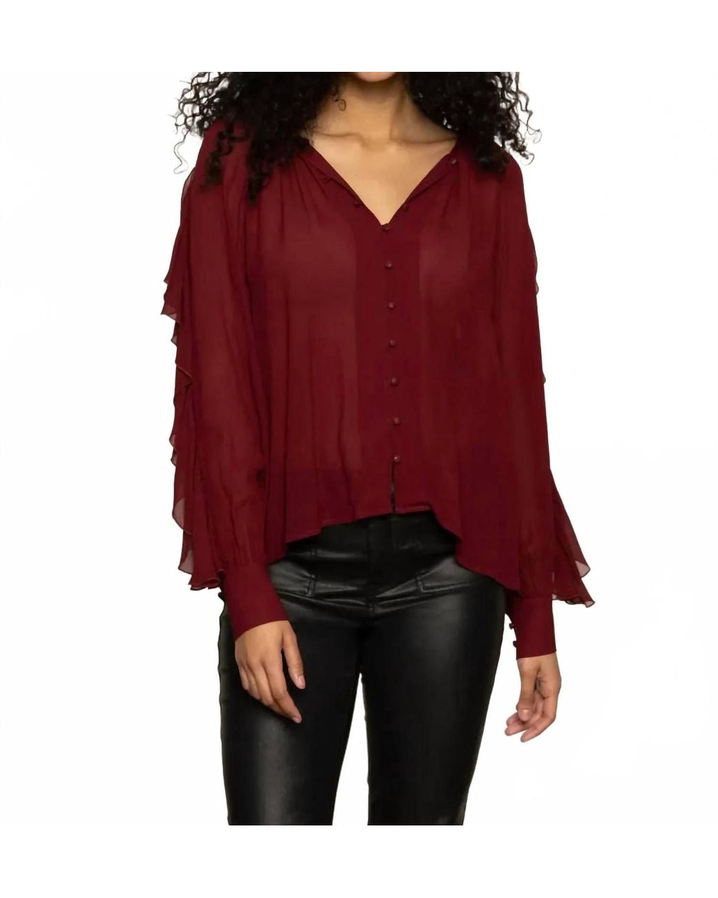 Sanctuary Red Harmony Button Front Blouse