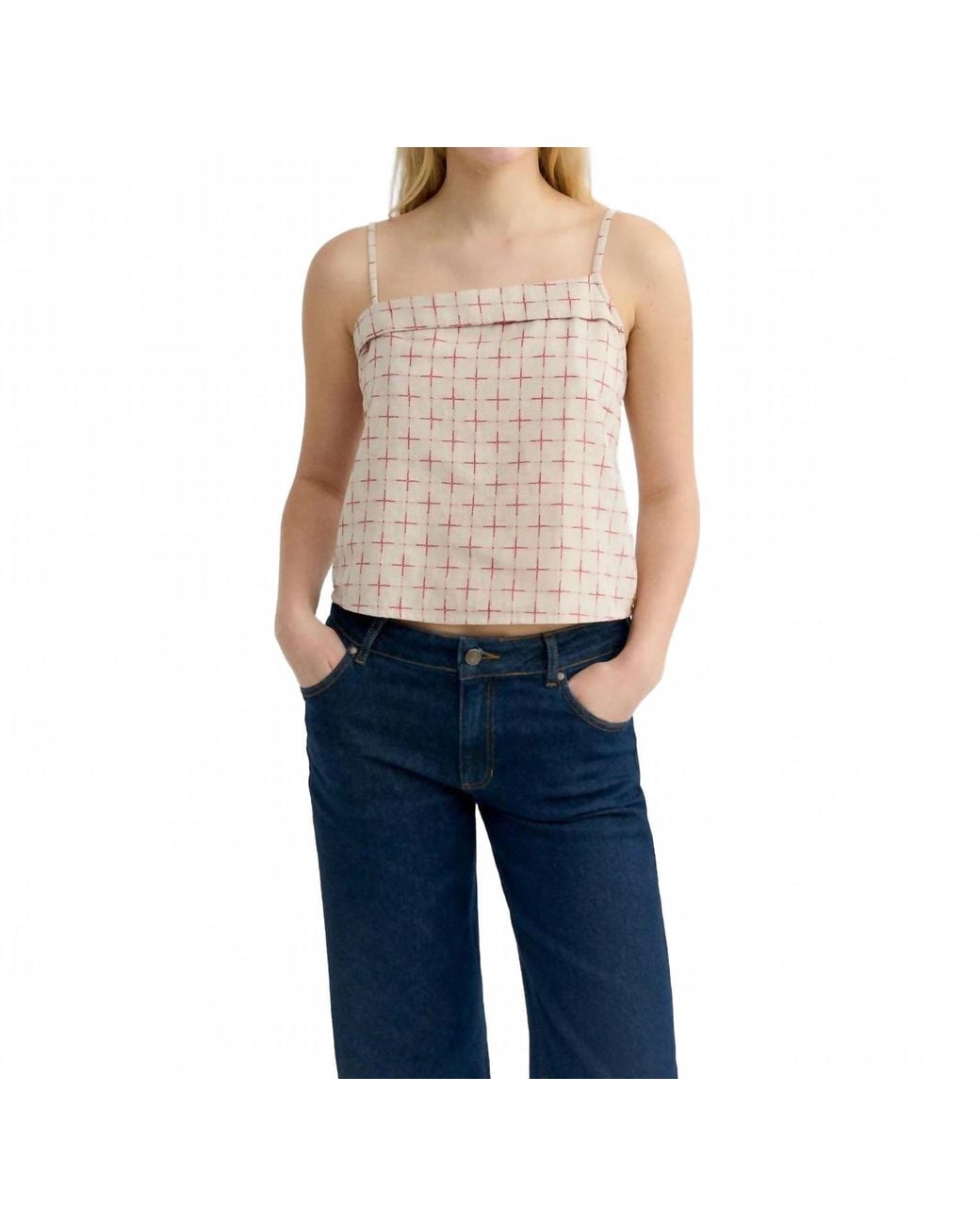 Thinking Mu Blue Lattice Raida Top