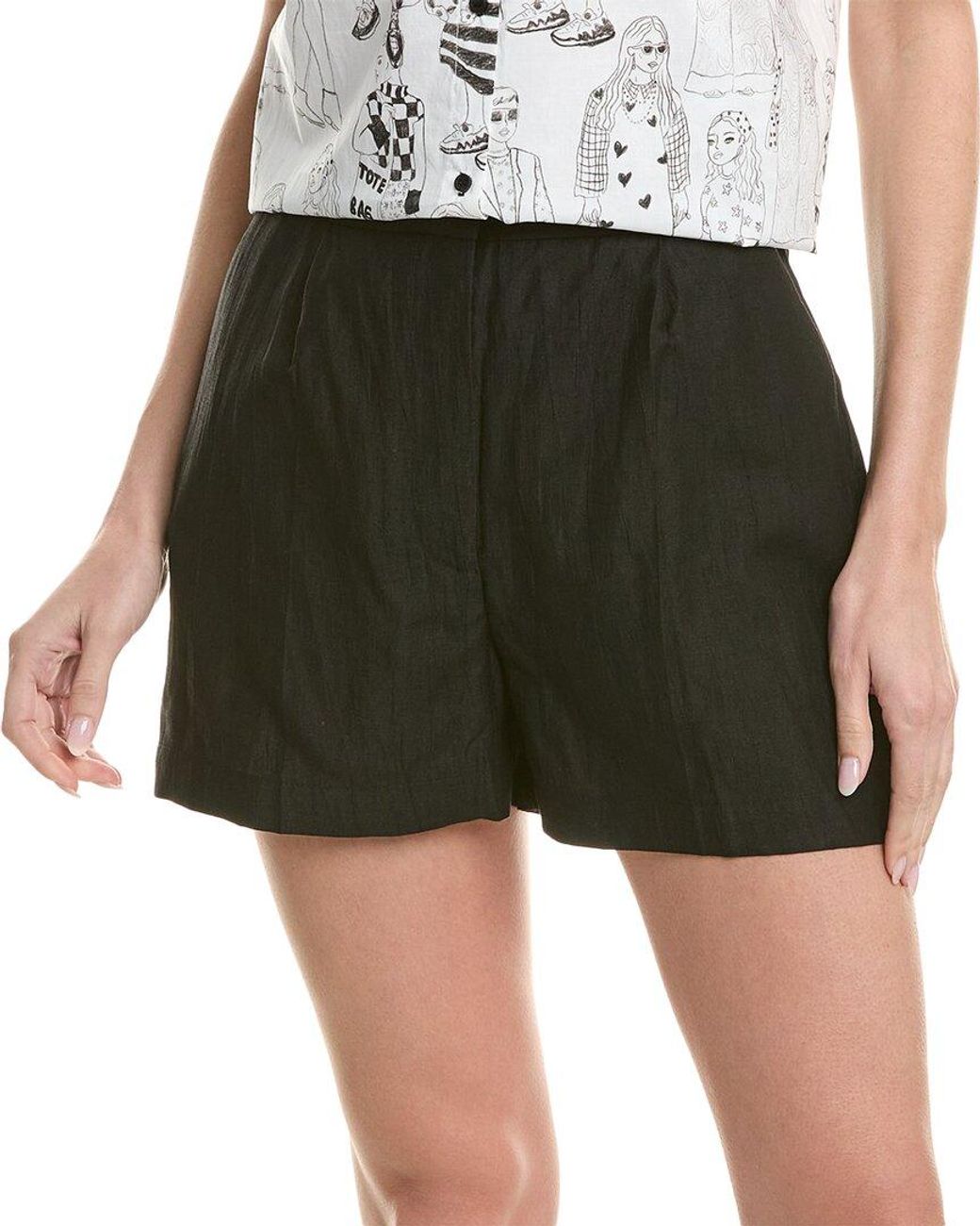Alpha Studio Green Linen-Blend Short