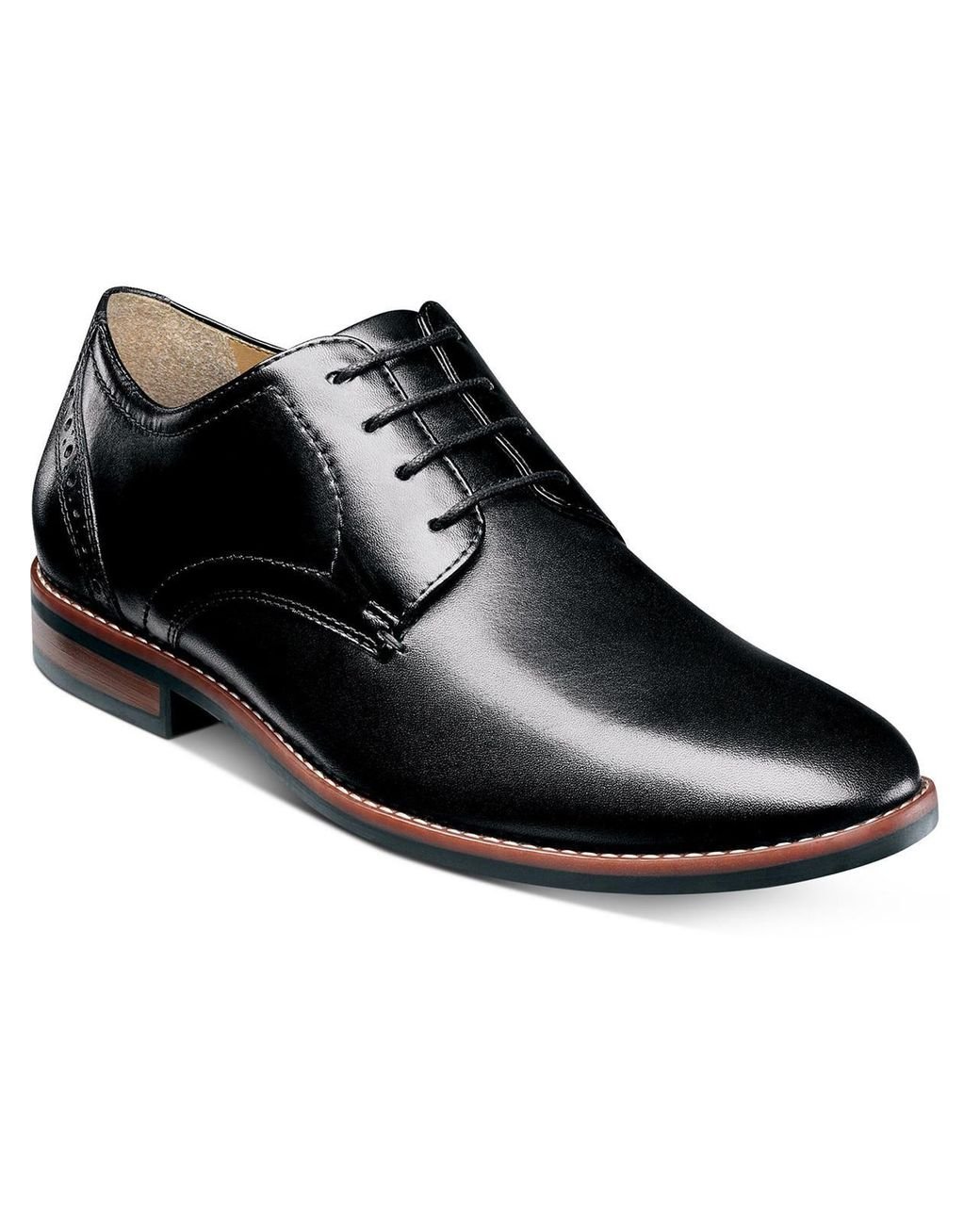 Nunn Bush Fifth Ward Flex Plain Toe Leather Laceup Oxfords in Black