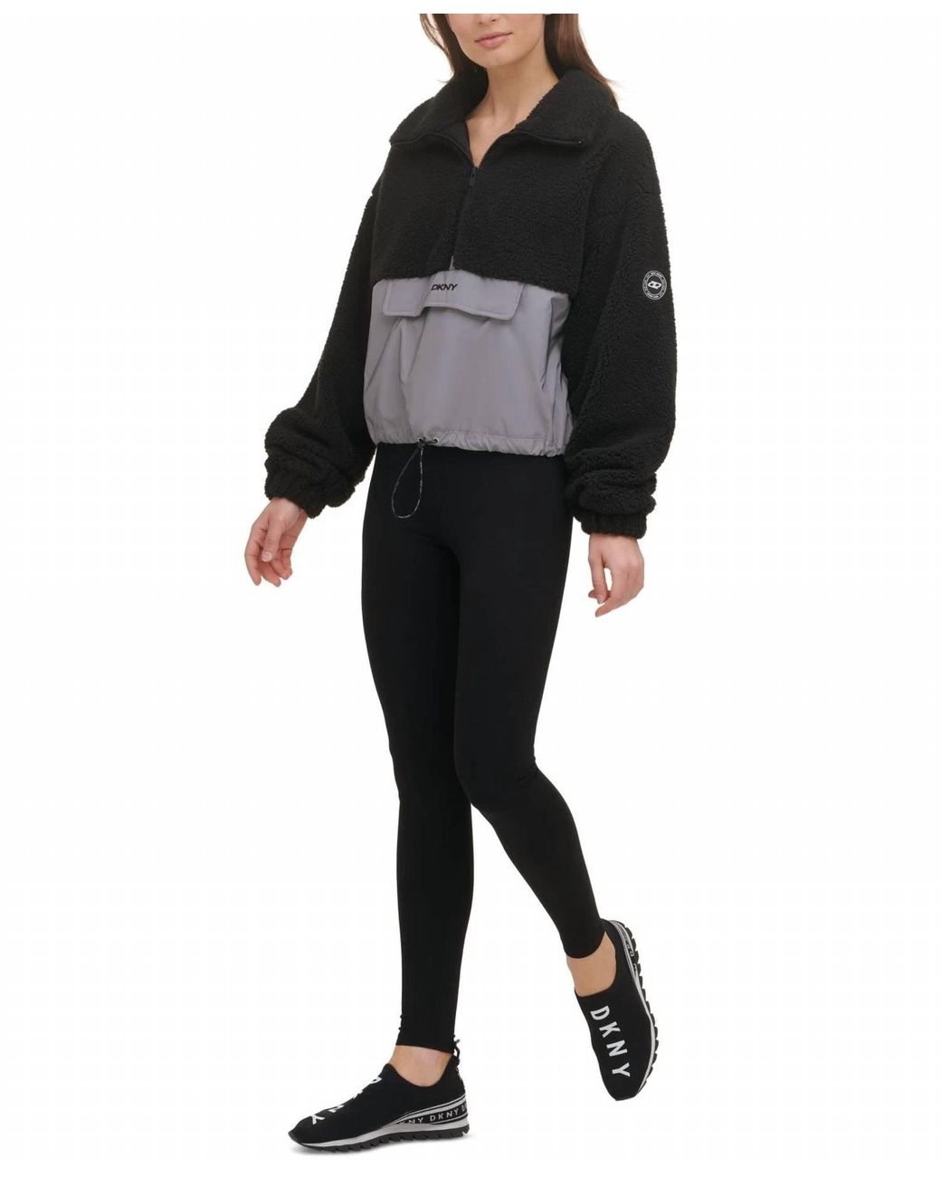 DKNY Black Roebling Fleece Half-Zip Pullover Jacket