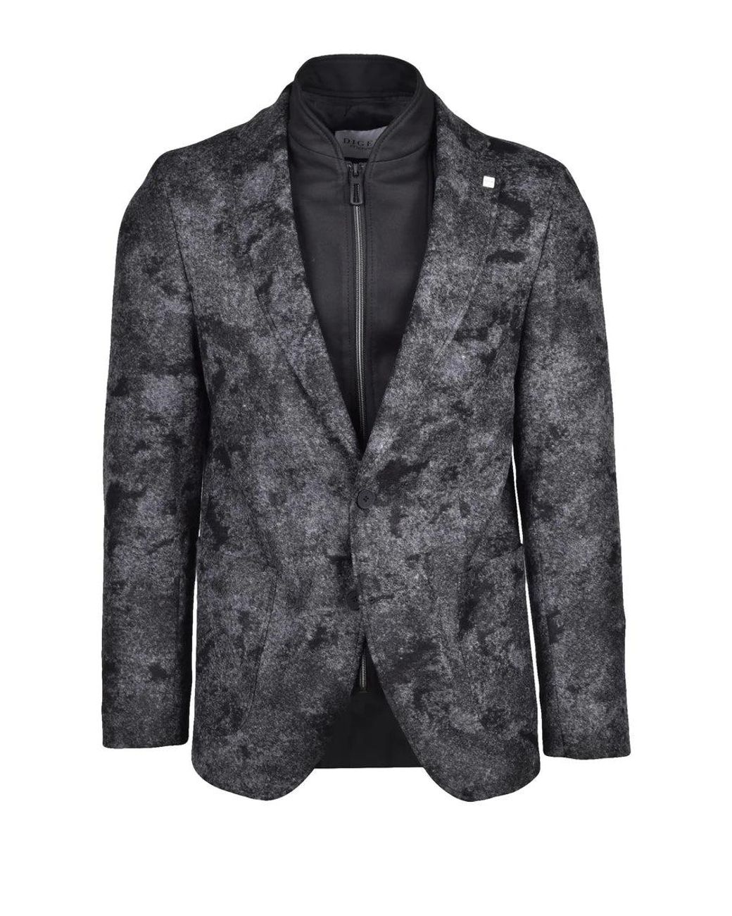 DIGEL Black Acrylic Wool Polyester Jacket for men