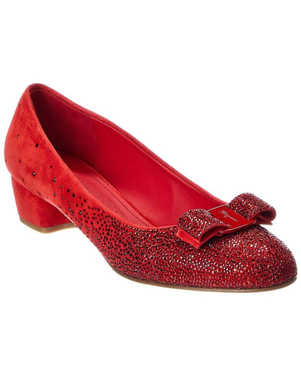 Ferragamo Red Vara Suede Pump