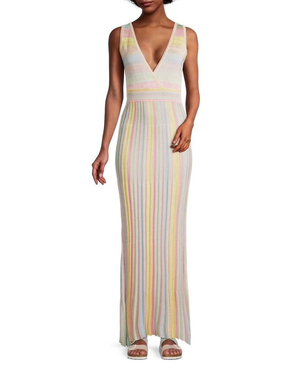 LoveShackFancy Mylene Striped Knit Maxi Dress in White Lyst