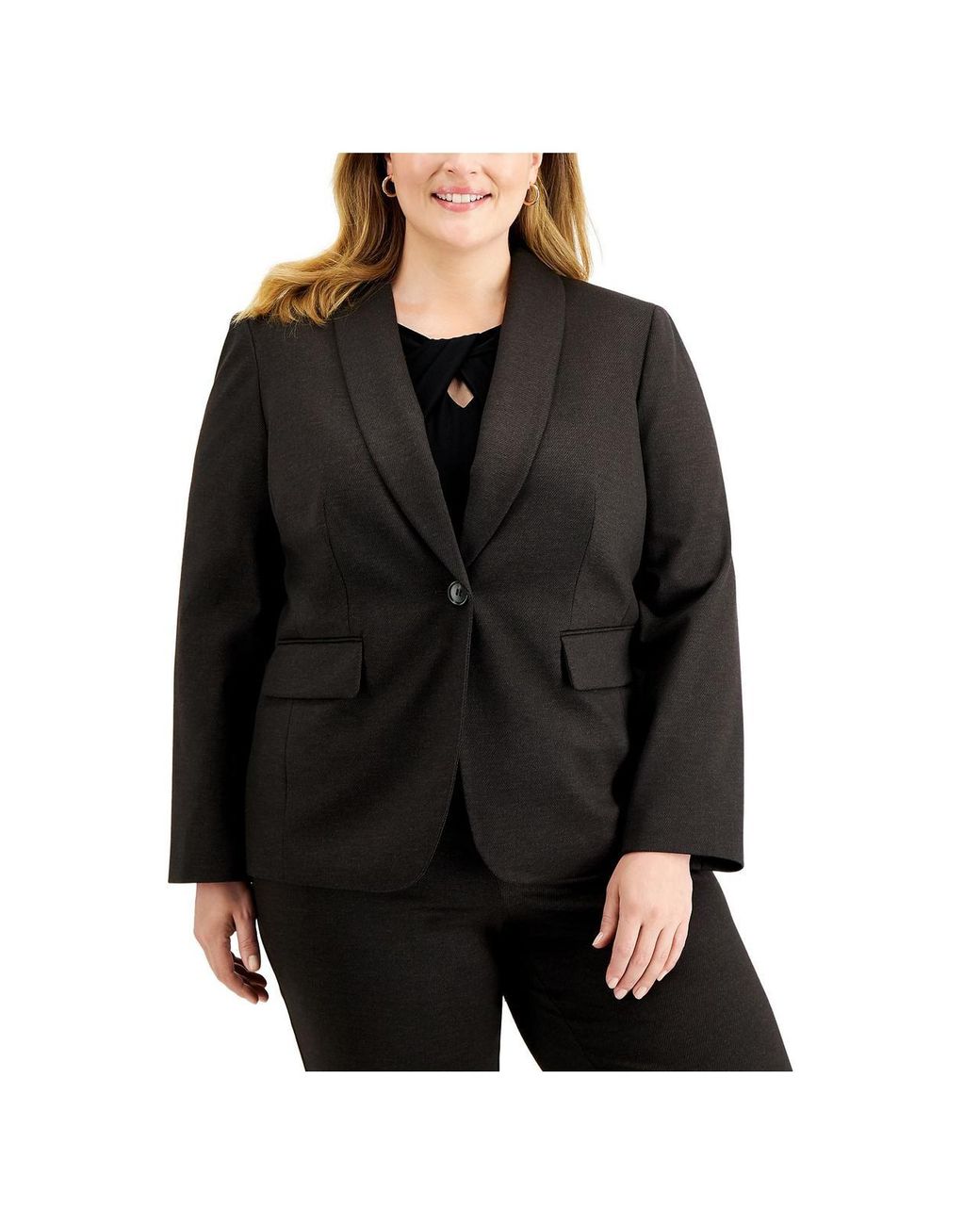 Kasper Plus Suit Separate Office Wear Doublebreasted Blazer in Black
