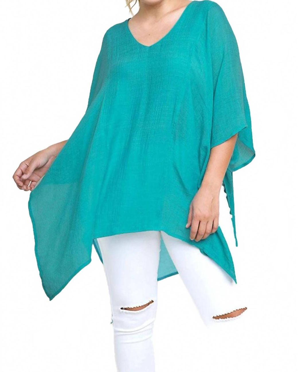Umgee Blue V-Neck Caftan Tunic