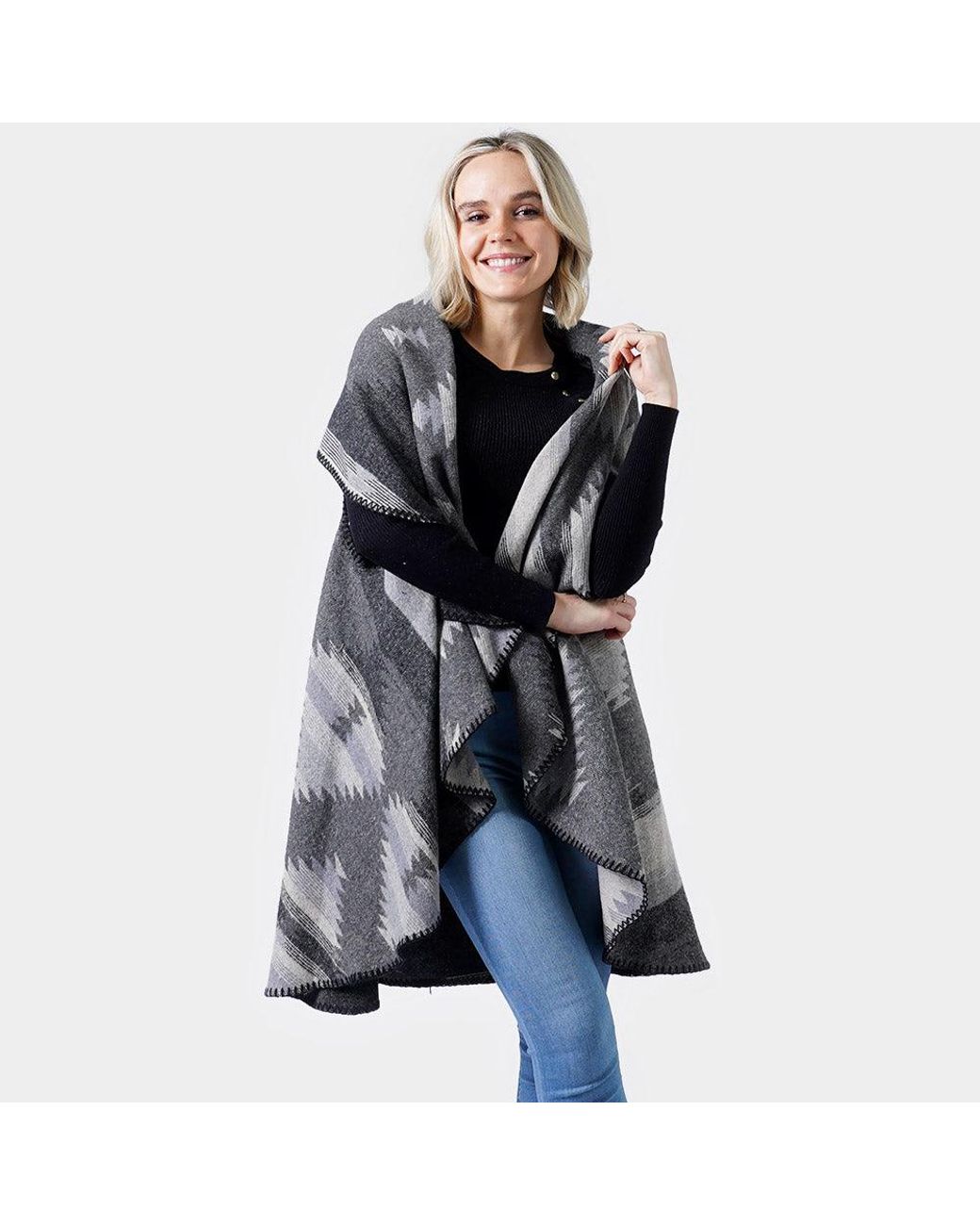 TRUEDAMES Blue Western Pattern Round Vest