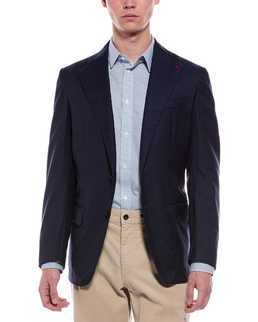Isaia Blue Wool Jacket for men