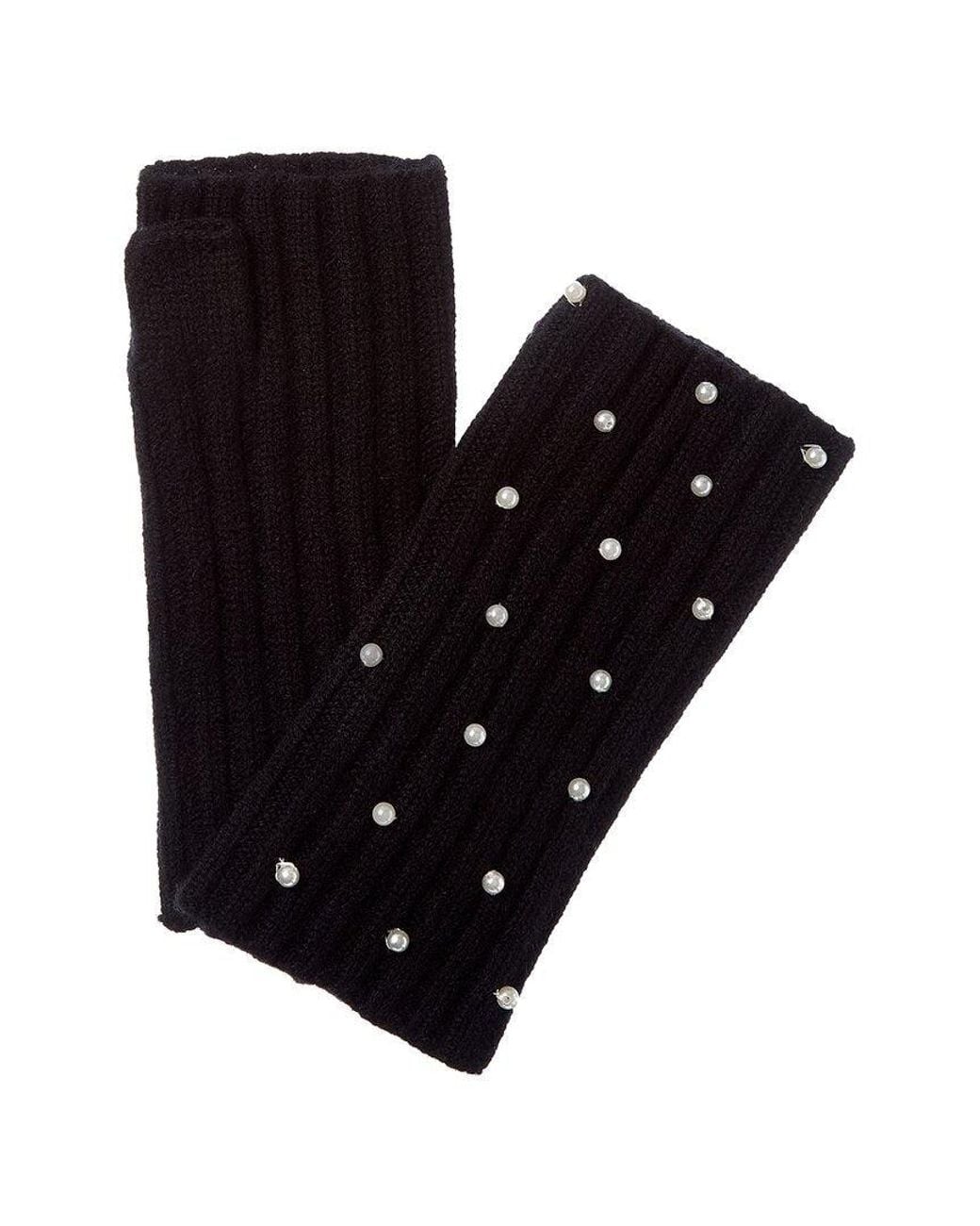 Sofiacashmere Black 2X2 Rib Fingerless Cashmere Glove