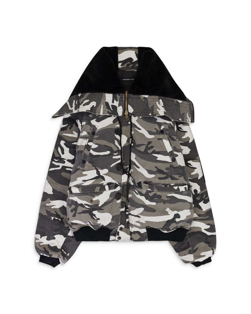 PROJECT G/R Camo Camo Oversized N2B Bomber Jacket in Black for Men