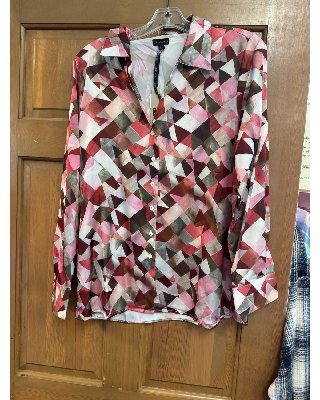 Coco + Carmen Multicolor Satin Triangles Top
